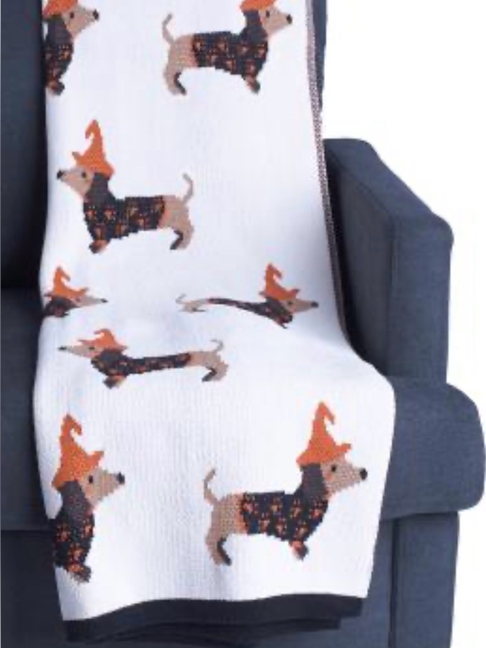 New FANCY Oversized DACHSHUND Halloween Sweater material blanket, very WELL MADE